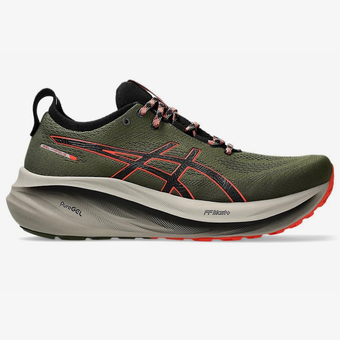 Asics Gel - Nimbus 26 TR - Verde Oliva/Vermelho
